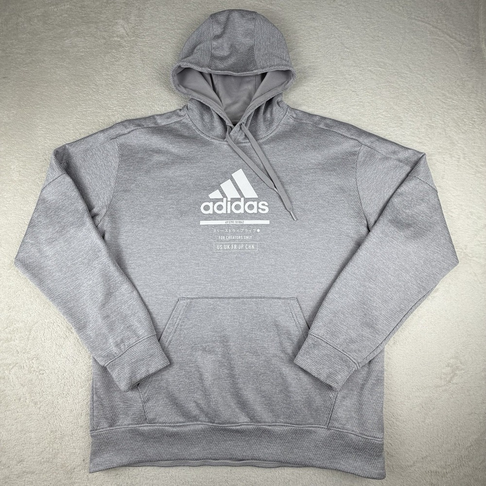 Adidas Men's Gray For Creators Only Logo Hoody‎ Sweatshirt Pullover Mens Size L